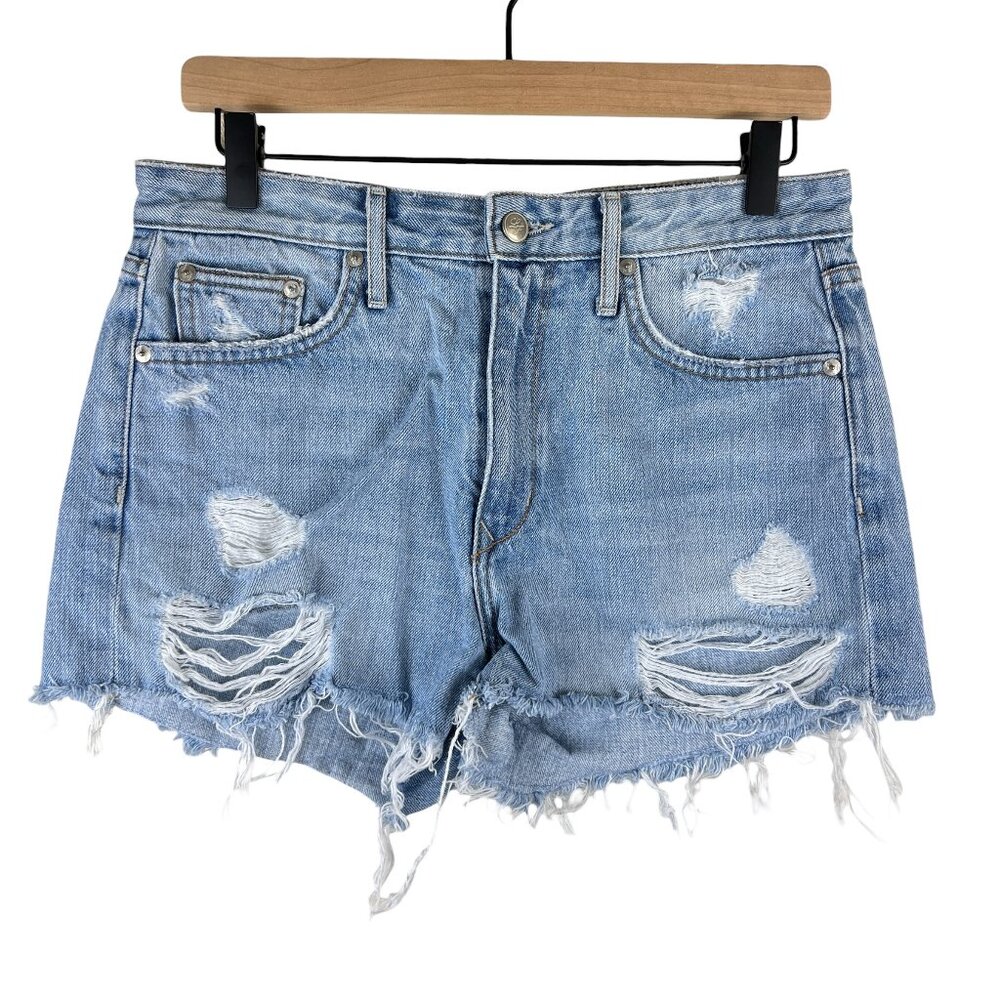 Lovers + Friends Denim Light Westerly Wash Jack High Rise Shorts - Picture 1 of 7